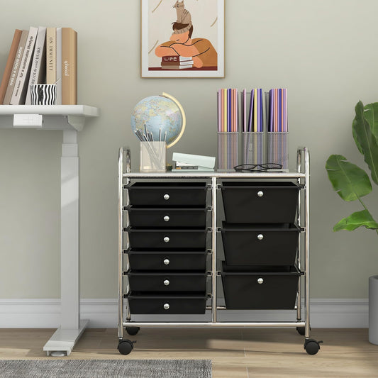 9 Drawer Rolling Storage Cart with Colorful Drawers and Metal Frame