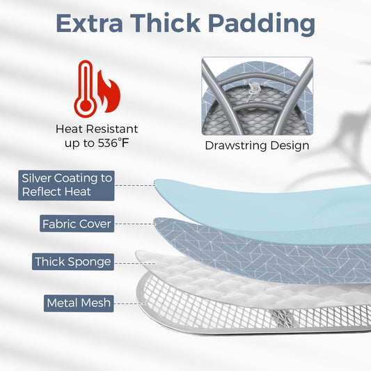 Ironing Board with Iron Rest Full Size Iron Stand with 3 Layers Extra Thick Cover