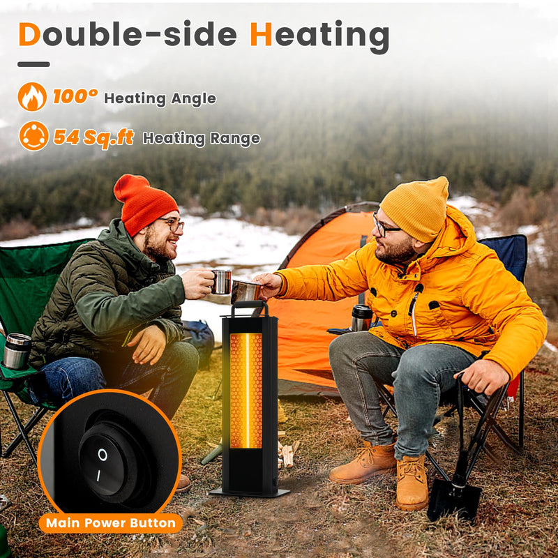 Outdoor Patio Heater, 1200W Freestanding Double-Sided Electric Infrared Heater w/Tip-Over Protection