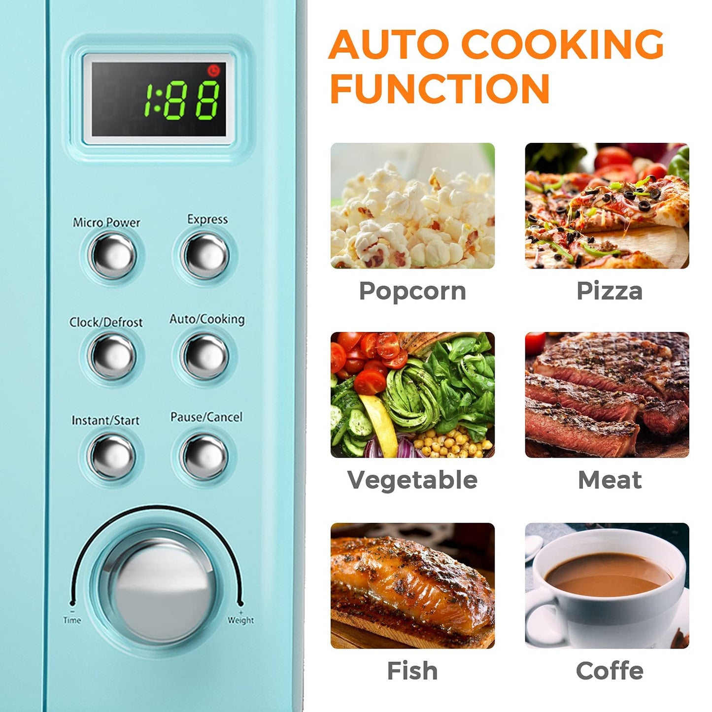 ARLIME Small Microwave, 0.7Cu.ft 700 Watt Countertop Microwave with 5 Micro Power Defrost & Auto Cooking Function
