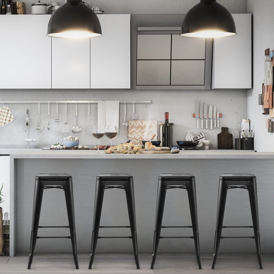 30 Inch Bar Stools Set of 4 with Square Seat and Handling Hole