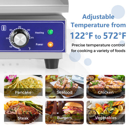 22" Commercial Electric Griddle, Stainless Steel Flat Top Grill