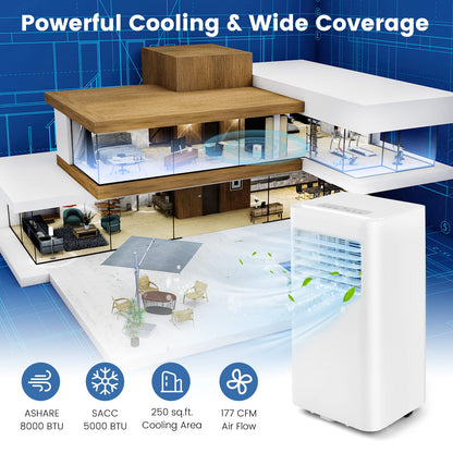 ARLIME Portable Air Conditioner w/Remote Control, 8000 BTU AC Unit Fan & Dehumidifier