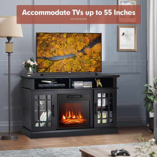 48 Inch Wooden TV Stand with Fireplace