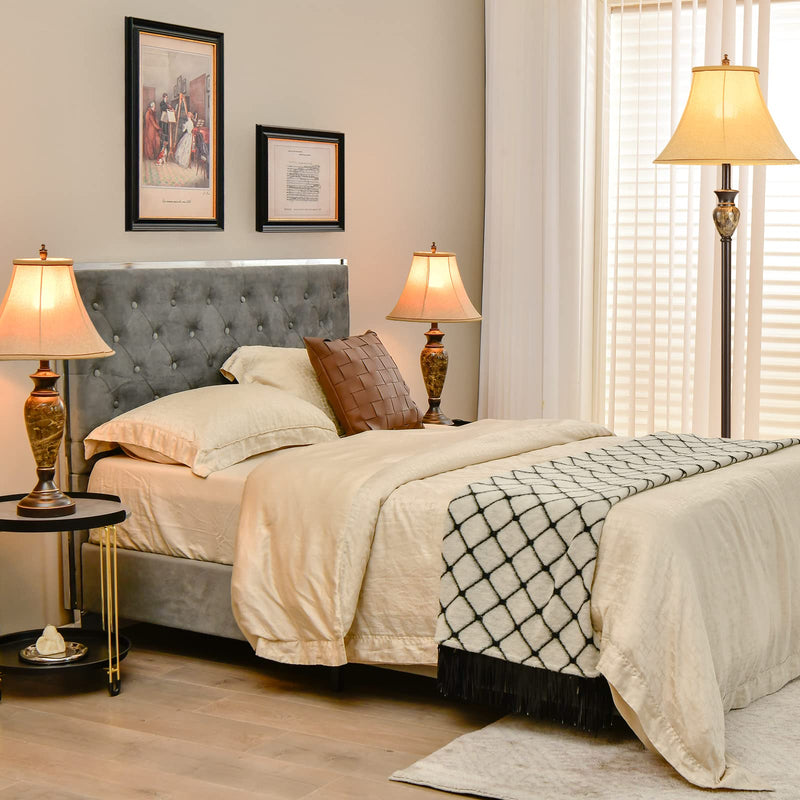 Table and Floor Lamp Set, 3-Piece Traditional Style Lamp Set