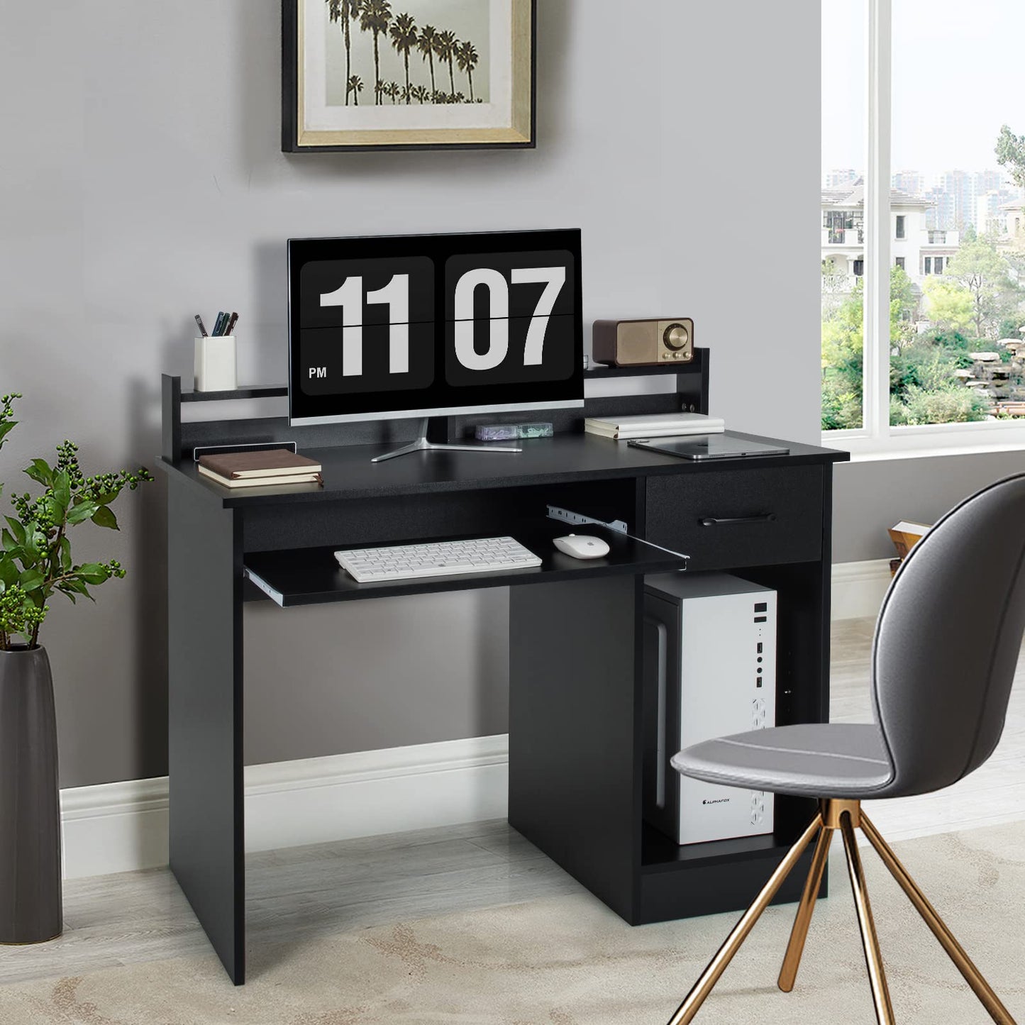 Computer Desk with Hutch Home Office Desk with Drawer