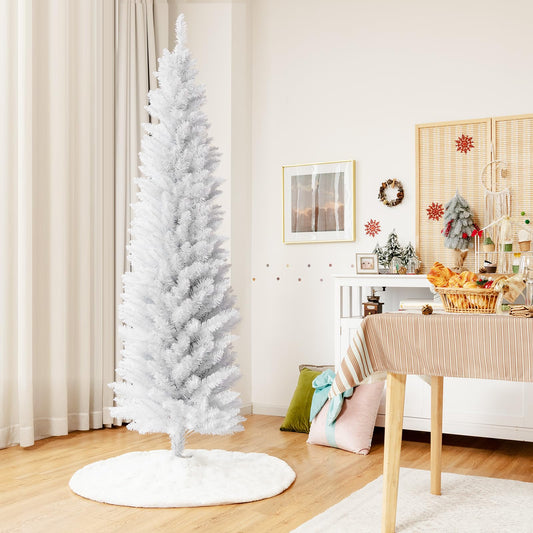 7 Ft Unlit Snow Flocked Christmas Tree with 436 Branch Tips for Home
