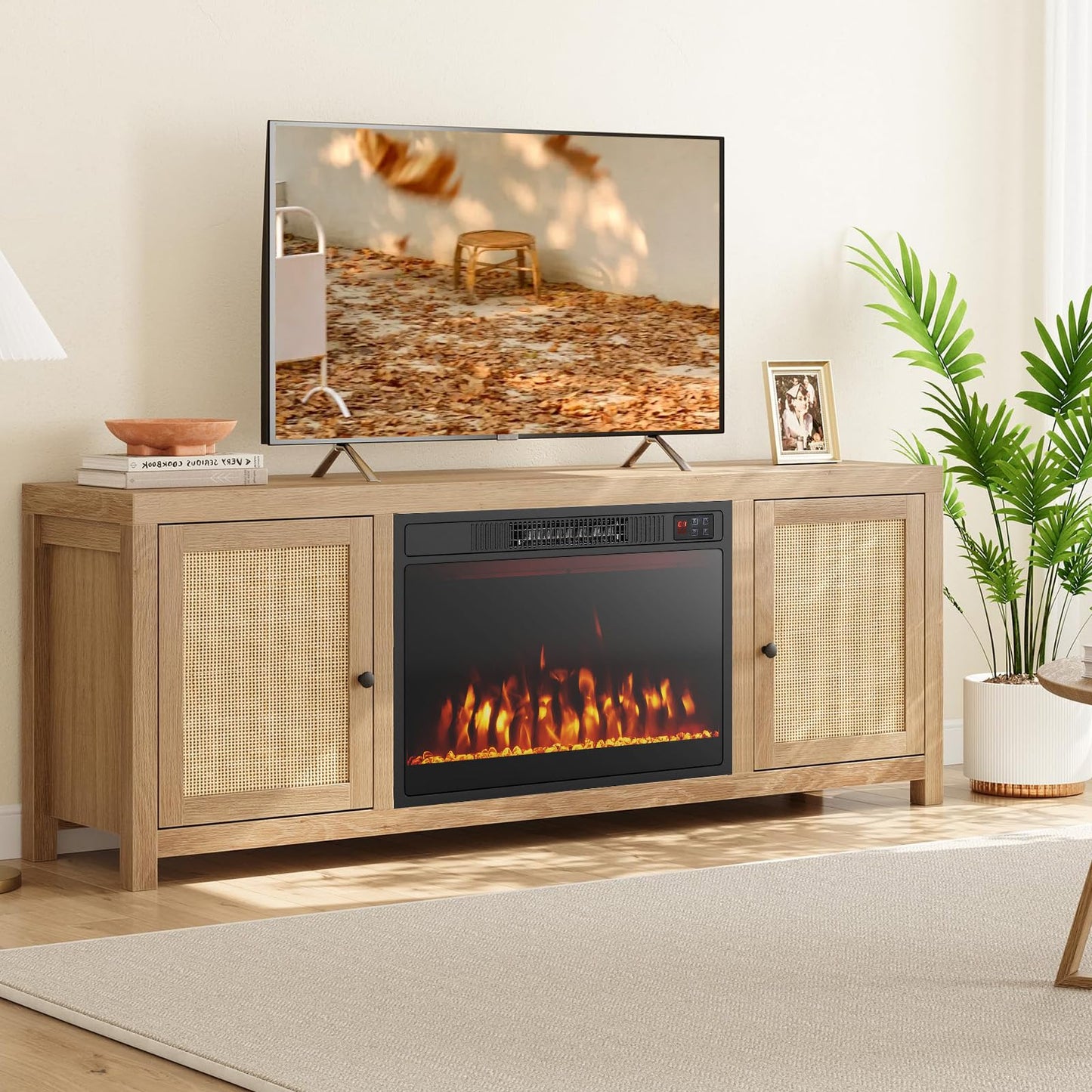23 Inches Electric Fireplace Insert 750W/1500W Fireplace Heater with Remote Control