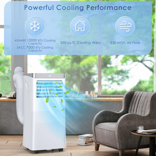 ARLIME 3-IN-1 Portable Air Conditioner, 10000 BTU AC Unit w/Fan & Dehumidifier, 2 Fan Speed, 24H Timer