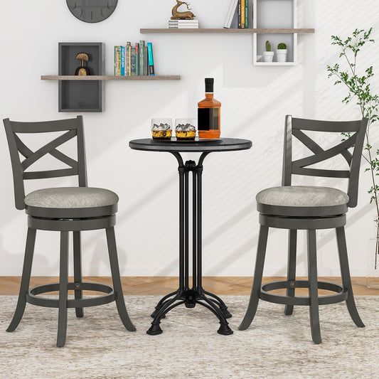 Bar Stools Set of 2 Counter Height Swivel Chairs