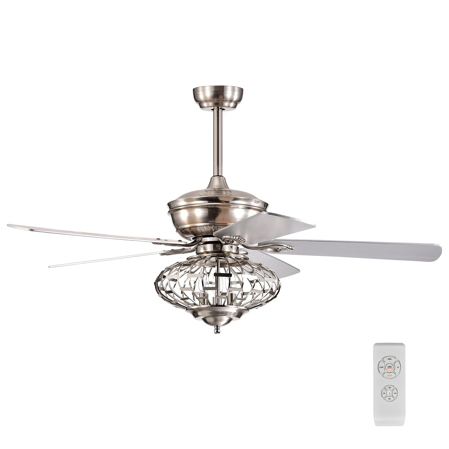 52Inch Ceiling Fan Light, Ceiling Fan with Light and Remote Control, Reversible Fan Blades