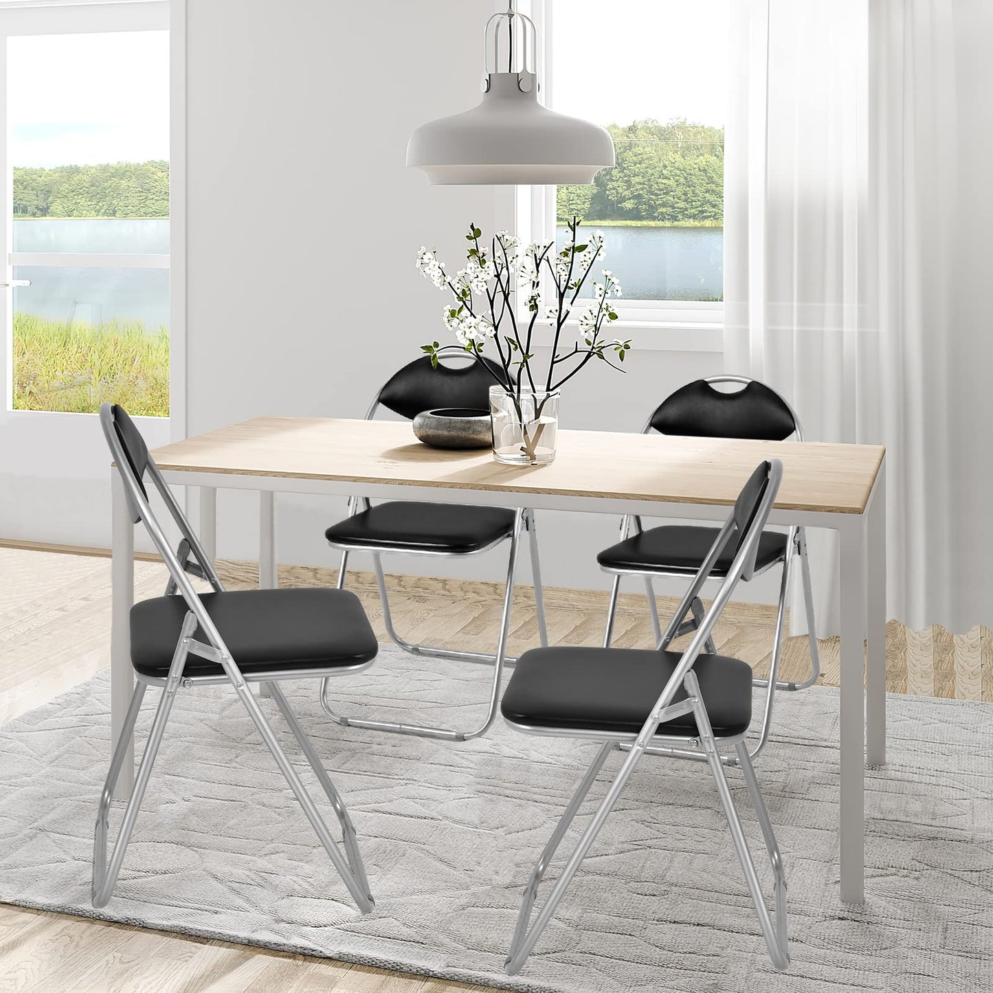 ARLIME Folding Chairs Set of 6, Foldable Chairs w/Handle Hole