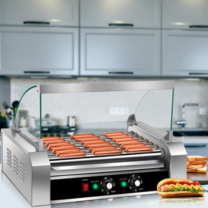Hot Dog Roller Machine, 7 Non-Stick Rollers 18 Hot Dog Sausage Grill Cooker Machine
