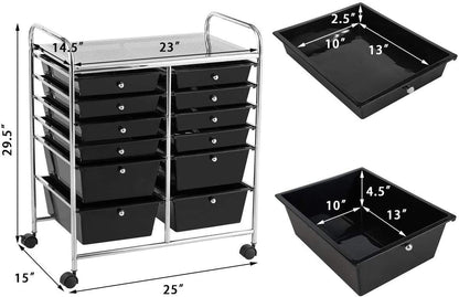 12-Drawer Rolling Storage Cart 12 Drawer Organizer Trolley