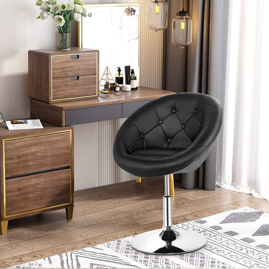 Contemporary Height Adjustable Makeup Chair with Chrome Frame