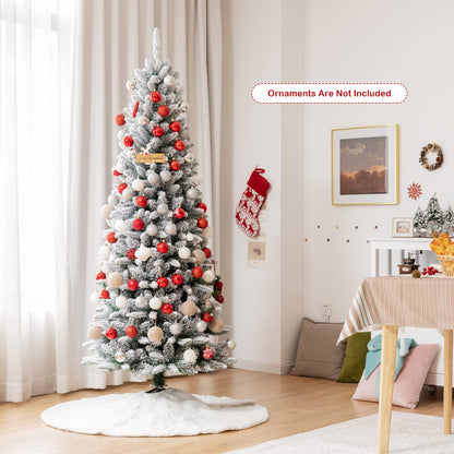 6.5Ft Snow-Flocked Artificial Christmas Tree for Indoor and Outdoor Use