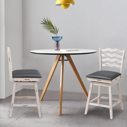 Bar Stools Set 360° Swivel Counter Height Chairs with Rubber Wood Frame