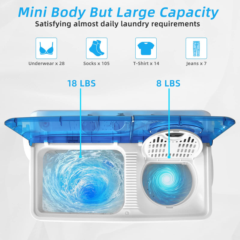 ARLIME Portable Washing Machine, 26 lbs Washer and Spinner Combo with Drain Pump