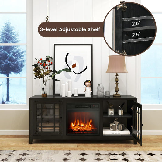 Electric Fireplace TV Stand for TVs up to 65-inch, 18-inch Fireplace Entertainment Center with Remote Control