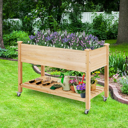 Raised Garden Bed with Wheels & Storage Shelf ( 47.5”L x 23.5”W x 33”H )