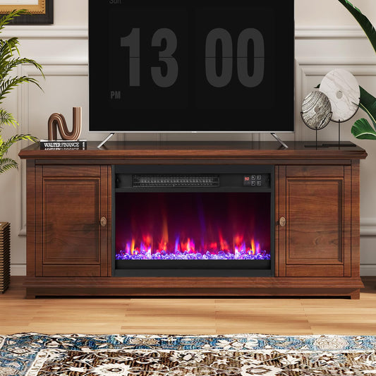 23 Inch Recessed Fireplace Heater, Electric Fireplace Insert w/Multi-Color Flame & Crystal Ember Bed