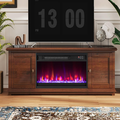 23 Inch Recessed Fireplace Heater, Electric Fireplace Insert w/Multi-Color Flame & Crystal Ember Bed