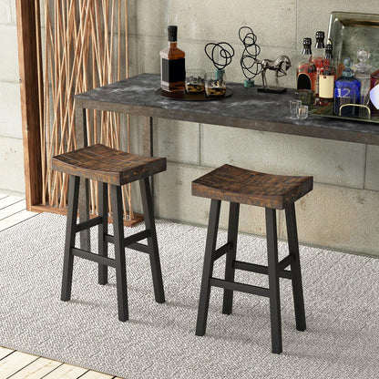 Wooden Saddle Stools Set of 2/4 29-inch Bar Height Stools