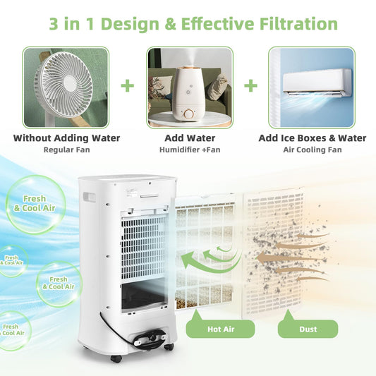 ARLIME Evaporative Air Cooler, Portable Air Conditioner & Humidifier, AC Fan w/ 3 Modes 3 Speeds & 63°Oscillation