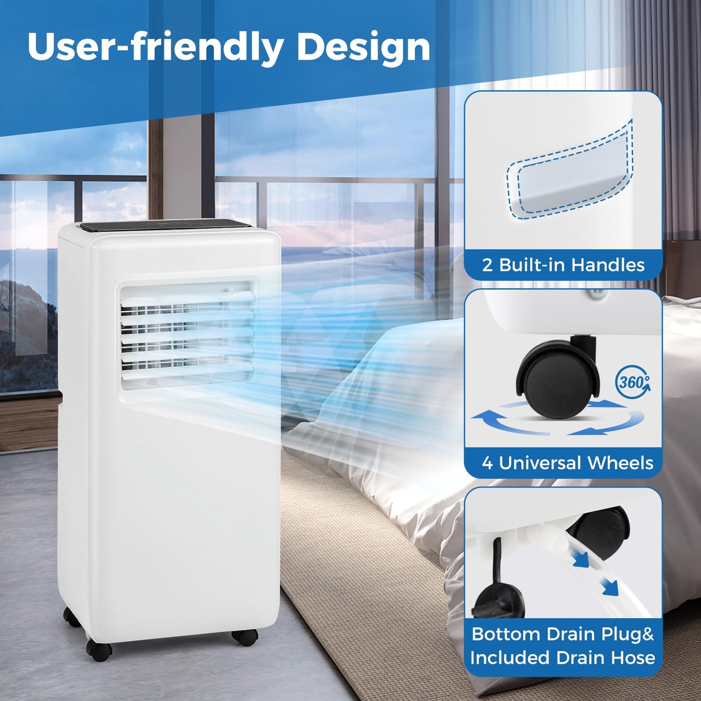 ARLIME Portable Air Conditioner, 3 in 1 Air Cooler w/Fan, Quiet Floor AC w/Sleep Mode