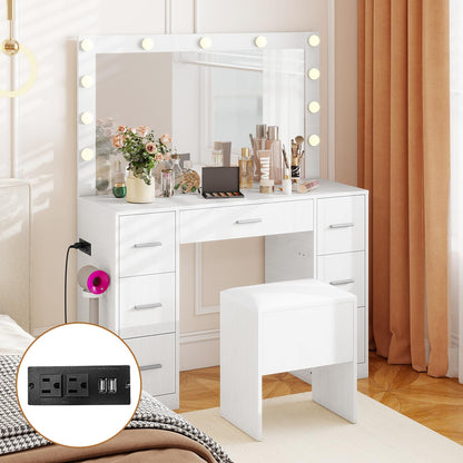 43.5'' Modern Dressing Table with Charging Station