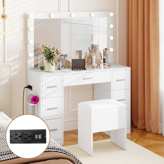 43.5'' Modern Dressing Table with Charging Station