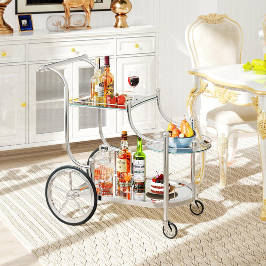 Rolling Serving Cart with 3 Tier Shelf for Hotel