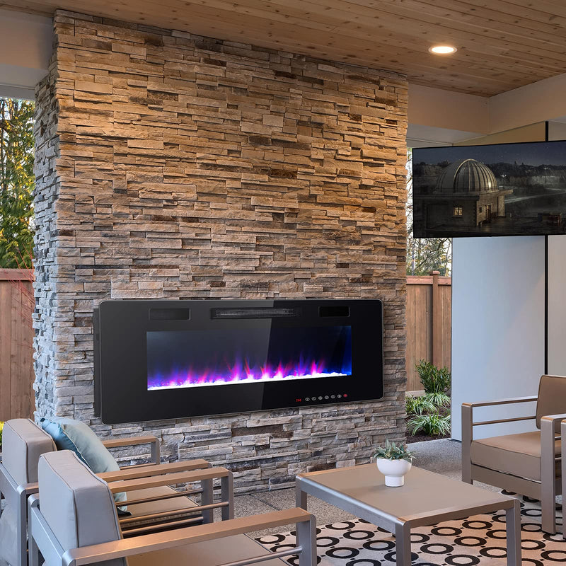 750W/1500W Wall Recessed and Mounted Fireplace with Remote Control (60-Inch)