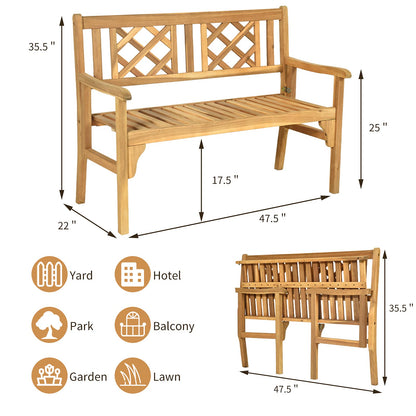 4 FT Acacia Wood Garden Bench for Park