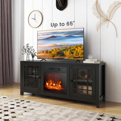 Electric Fireplace TV Stand for TVs up to 65-inch, 18-inch Fireplace Entertainment Center with Remote Control
