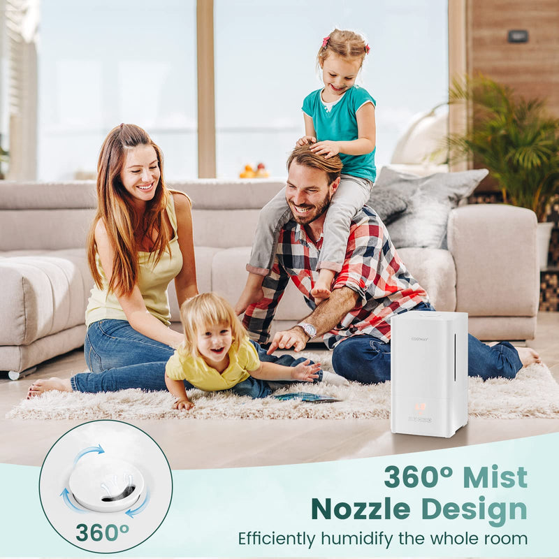 Humidifiers for Bedroom, 4L Ultrasonic Humidifier with Essential Oil Diffuser, 2 Mist Levels