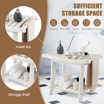 Waterproof Shower Bench With Storage Shelf for Shaving Legs and SPA