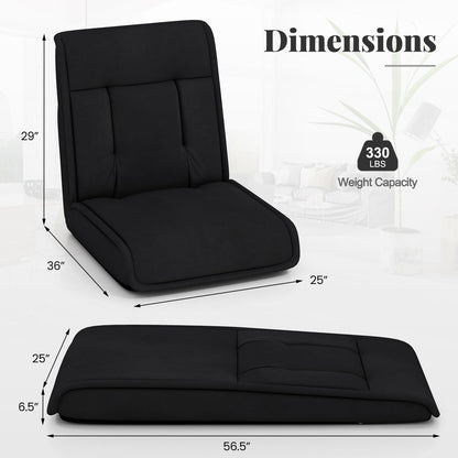 Folding Floor Chair Convertible Lazy Sofa Chair with 14-Poistion Adjustable Backrest