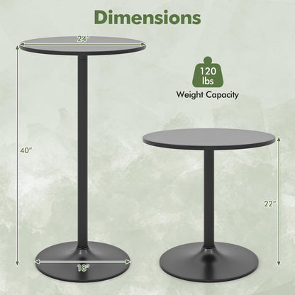 Round Bistro Table Height Adjustable with Heavy-Duty Metal Base