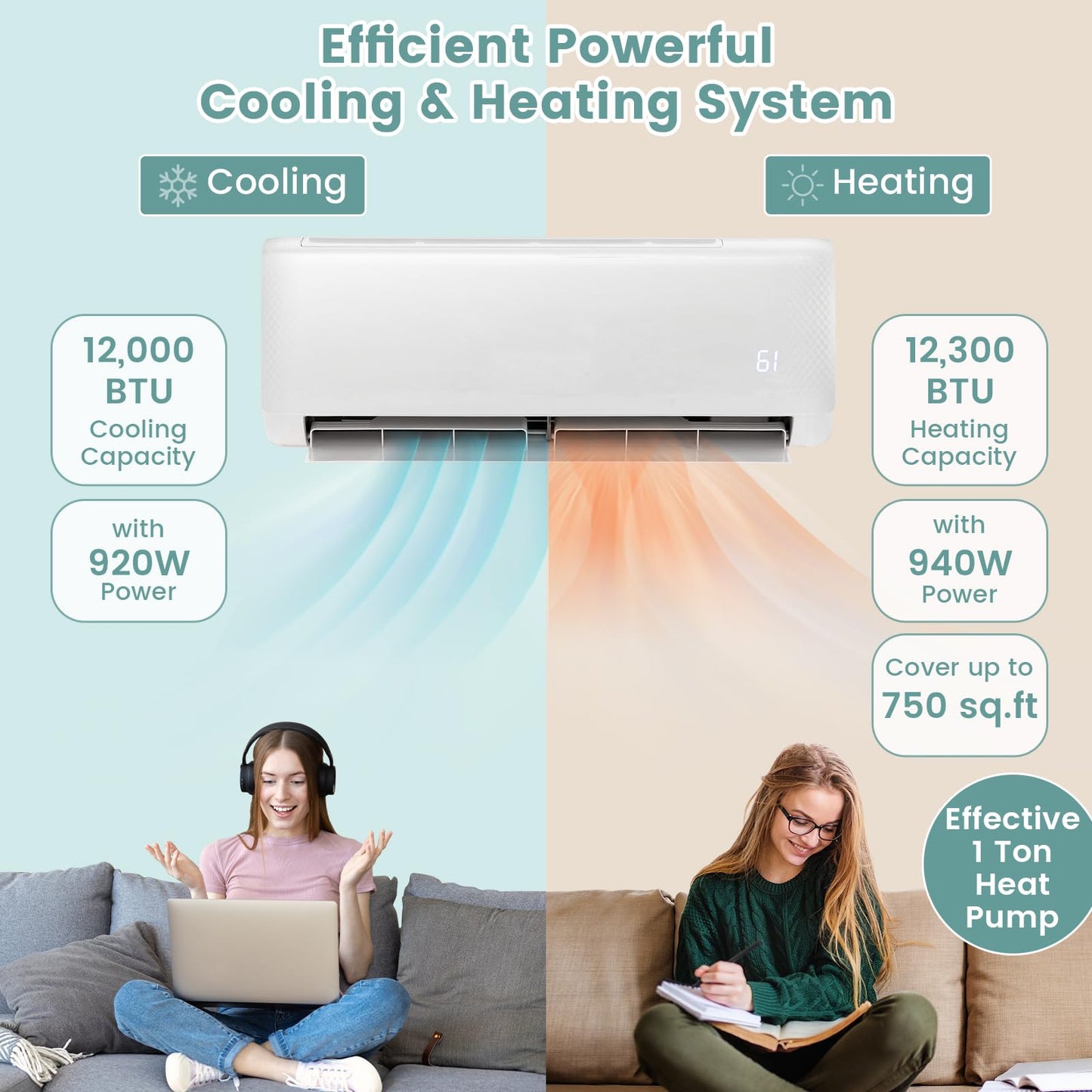 ARLIME 12000 BTU Split Air Conditioner, 21 SEER Energy Efficient Air Conditioner
