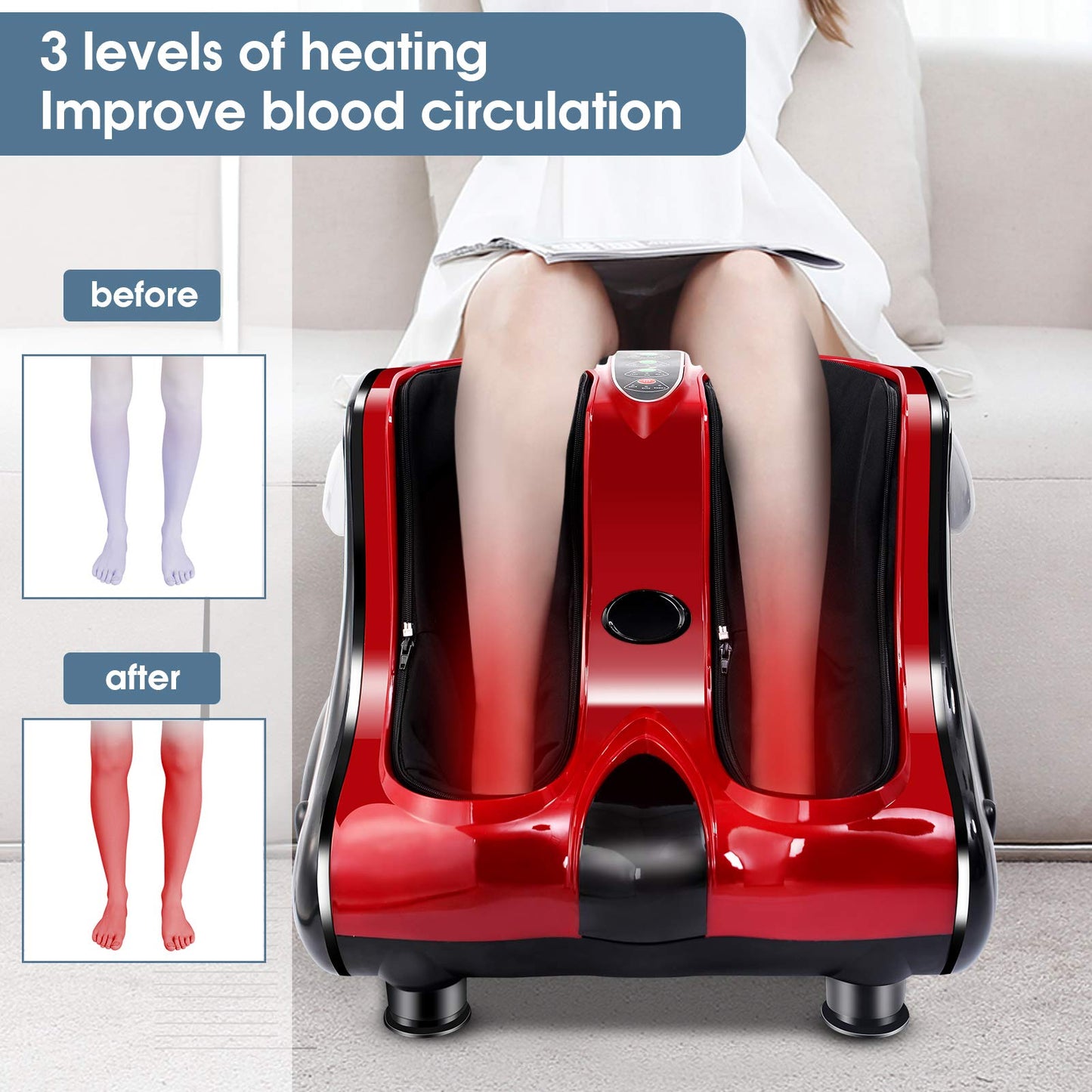ARLIME Foot Calf Massager Machine with Shiatsu Kneading Rolling Vibration Heating Massager