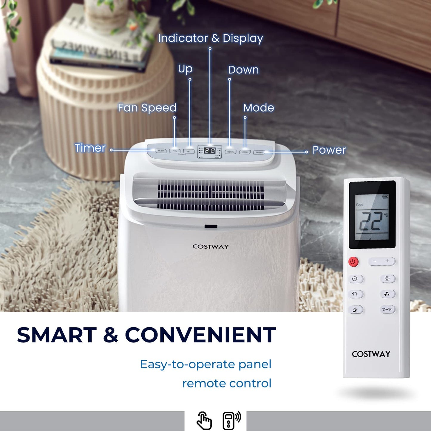 ARLIME Portable AC Air Conditioner 9000 BTU/ 12000BTU, AC Units for Rooms 3-in-1 with Fan & Dehumidifier