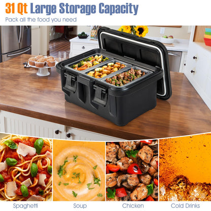 Insulated Food Pan Carrier 31 Qt Catering Hot Box w/ 3 Food-Grade Pans