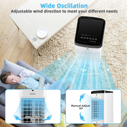 Evaporative Air Cooler, 3-in-1 Portable Quiet Swamp Cooler and Humidifier with Remote, 4 Modes, 70° Oscillation