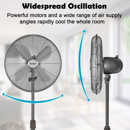 Metal Pedestal Fan 18-Inch Quiet Oscillating Standing Fan