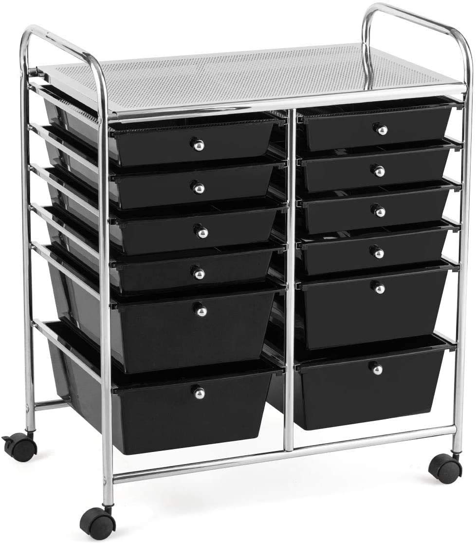 12-Drawer Rolling Storage Cart 12 Drawer Organizer Trolley