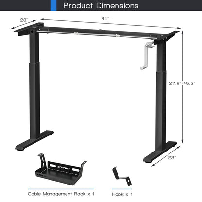 Manual Hand Crank Workstation Base w/Foldable Crank Handle