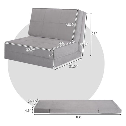 Convertible Flip Chair 5-Position Adjustable Triple Fold Down Sofa Bed
