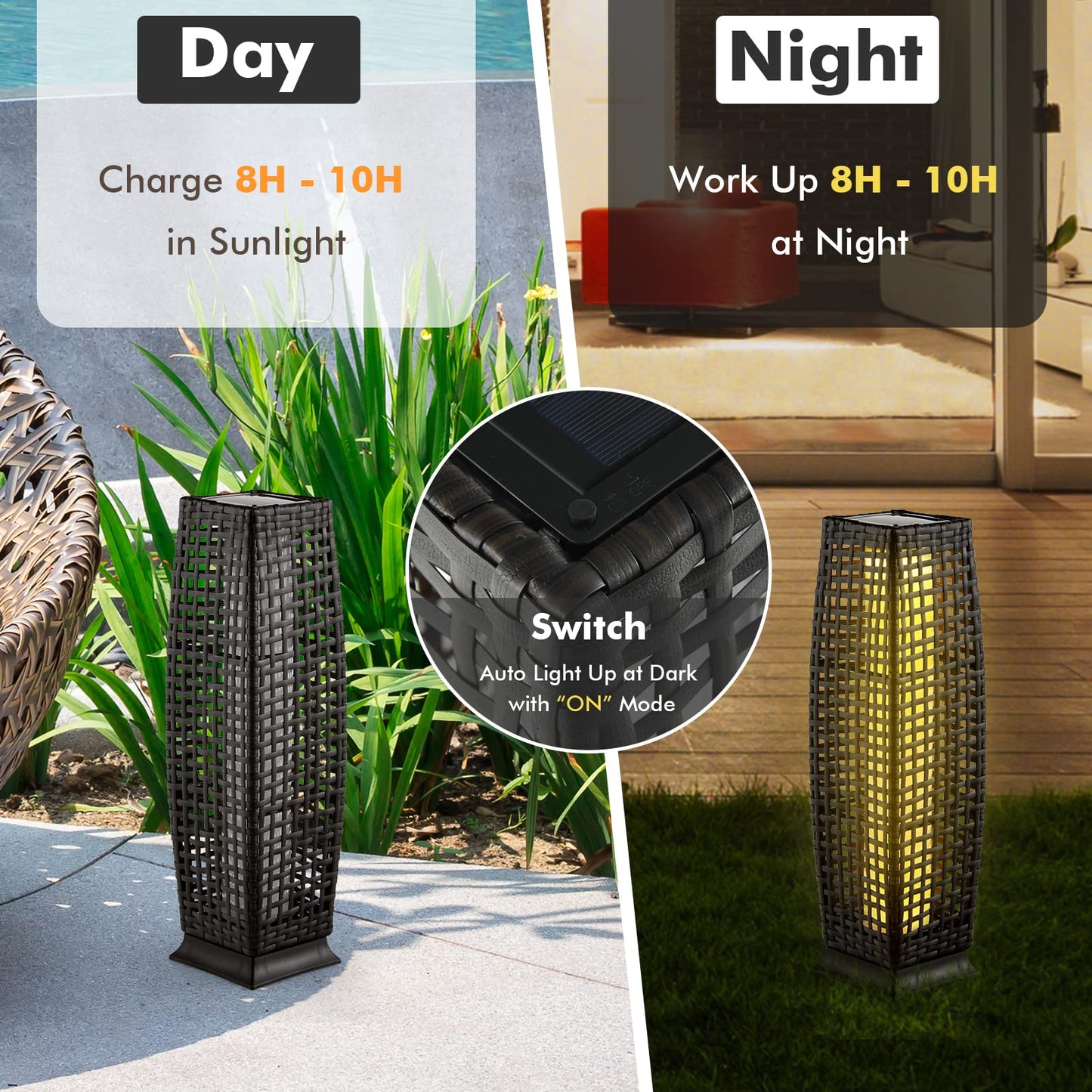 ARLIME 2-Piece Outdoor Solar Powered Floor Lamps