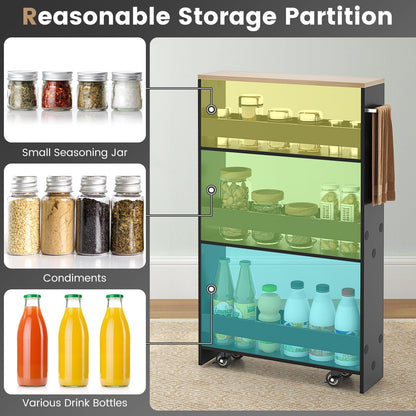 Slim Rolling Storage Cart 4-Tier Rolling Utility Cart with Handle & Wheels